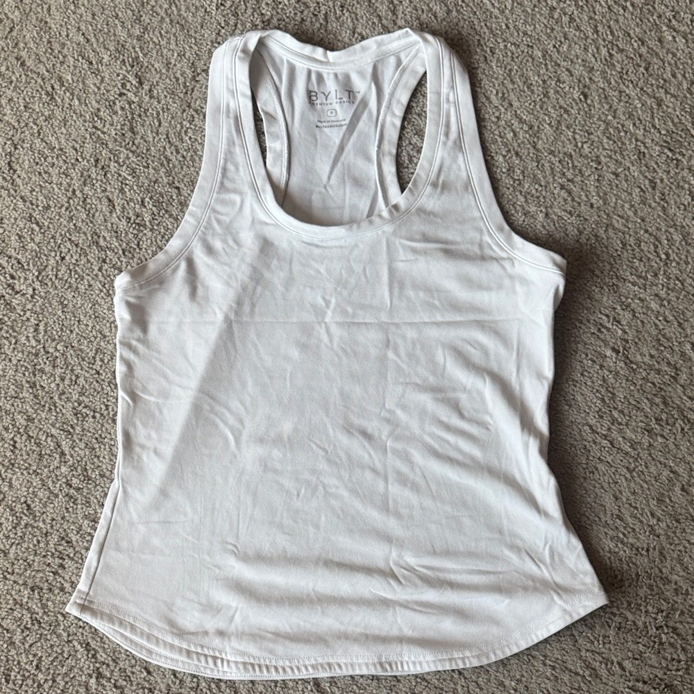 BYLT Basics Drift Racerback White Tank Top Women’s Size Small